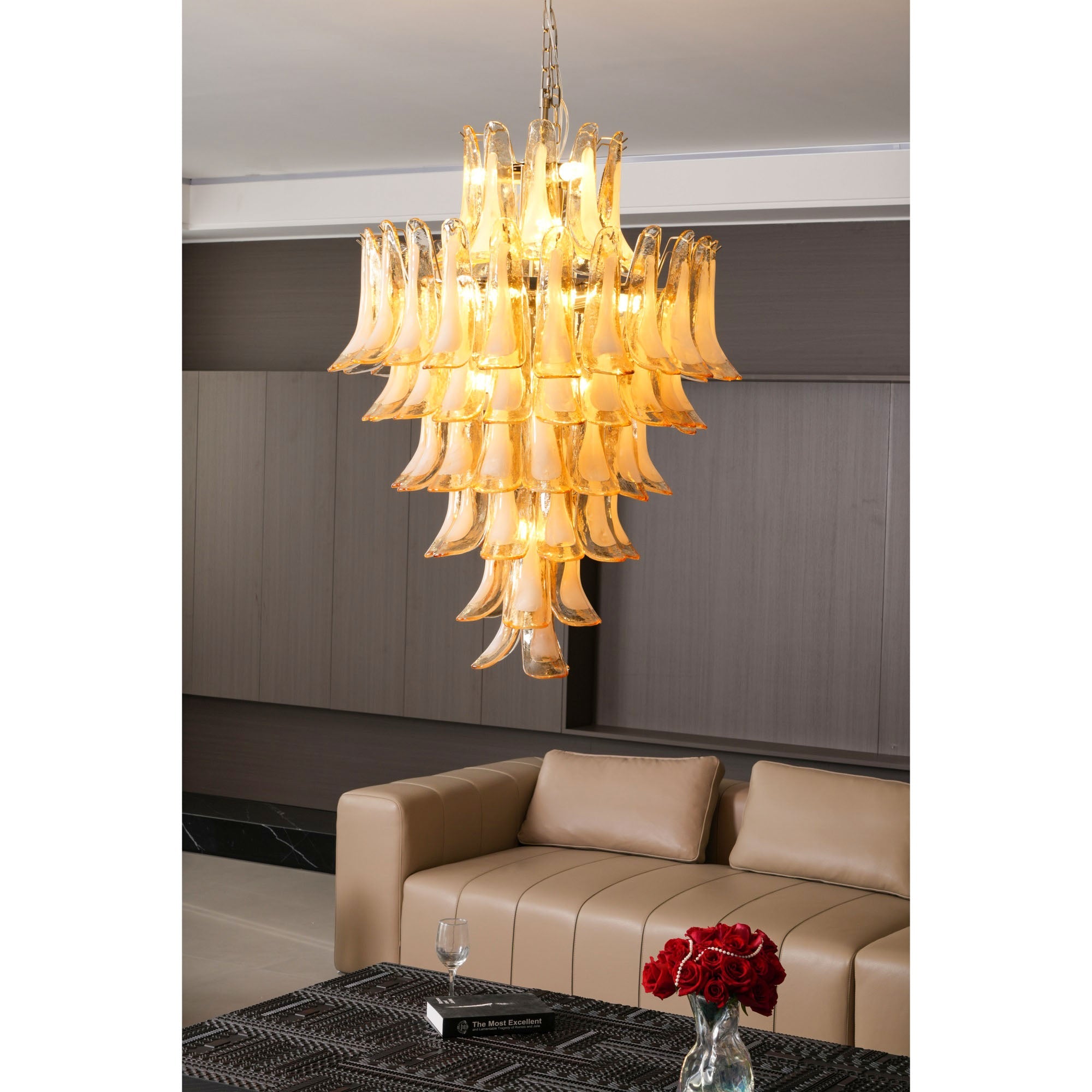 Amber Cloud Glass Petals Chandelier Glass lighting by Bling Lighting Studio