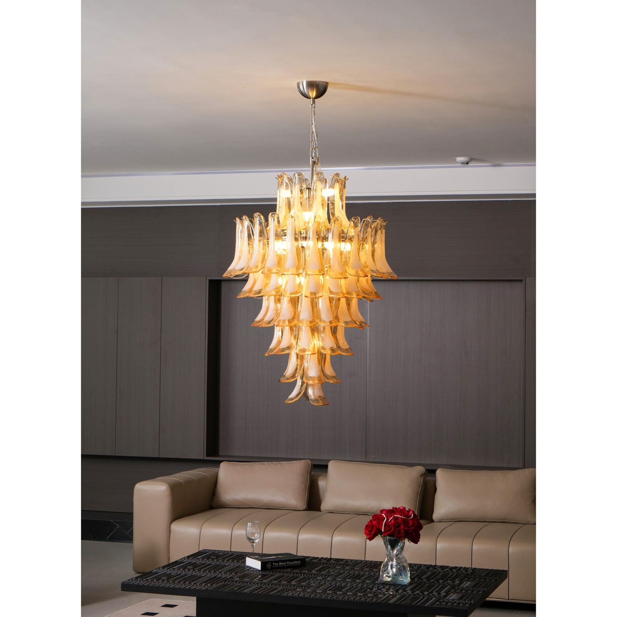 Amber Cloud Glass Petals Chandelier Glass lighting by Bling Lighting Studio