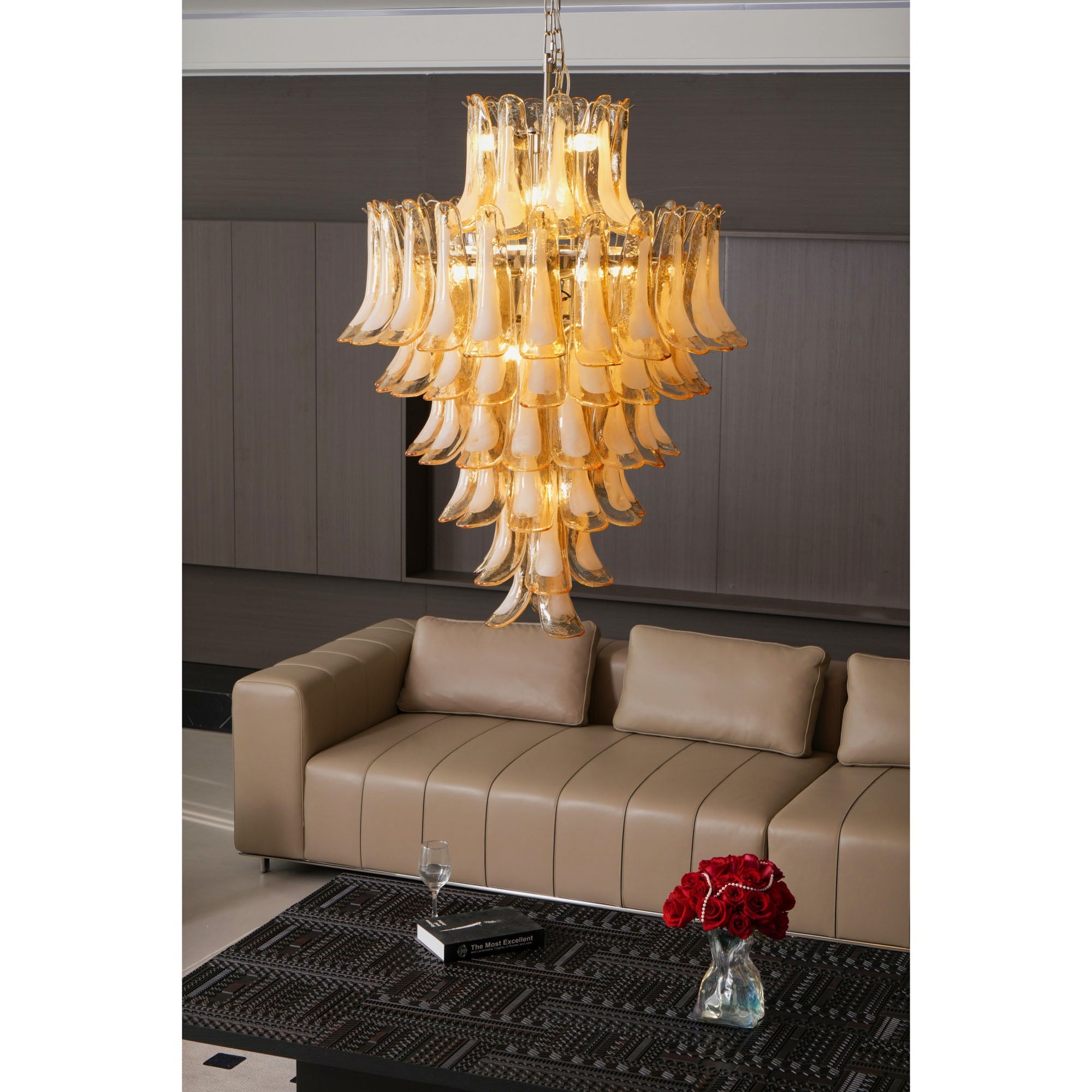 Amber Cloud Glass Petals Chandelier Glass lighting by Bling Lighting Studio