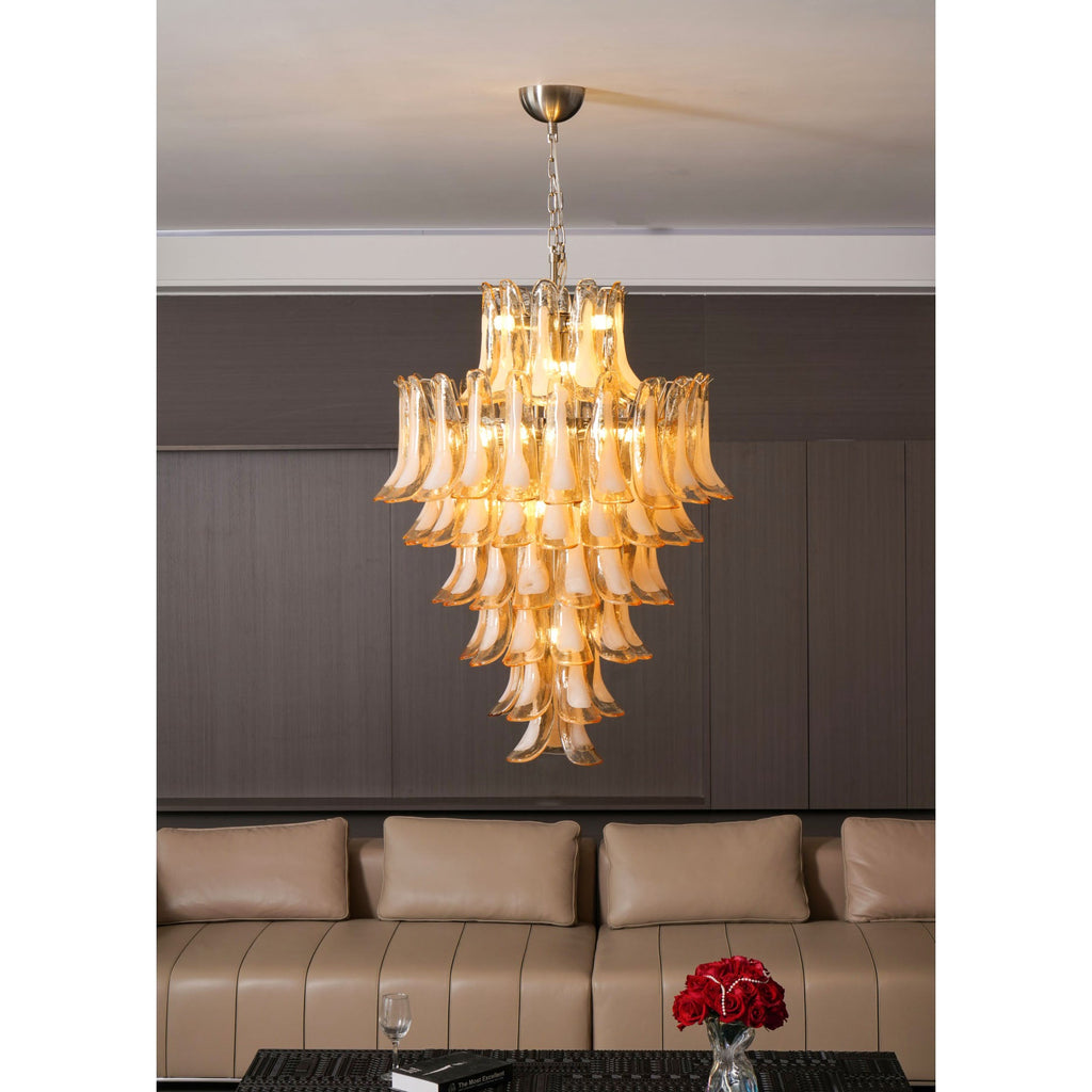 Amber Cloud Glass Petals Chandelier Glass lighting by Bling Lighting Studio