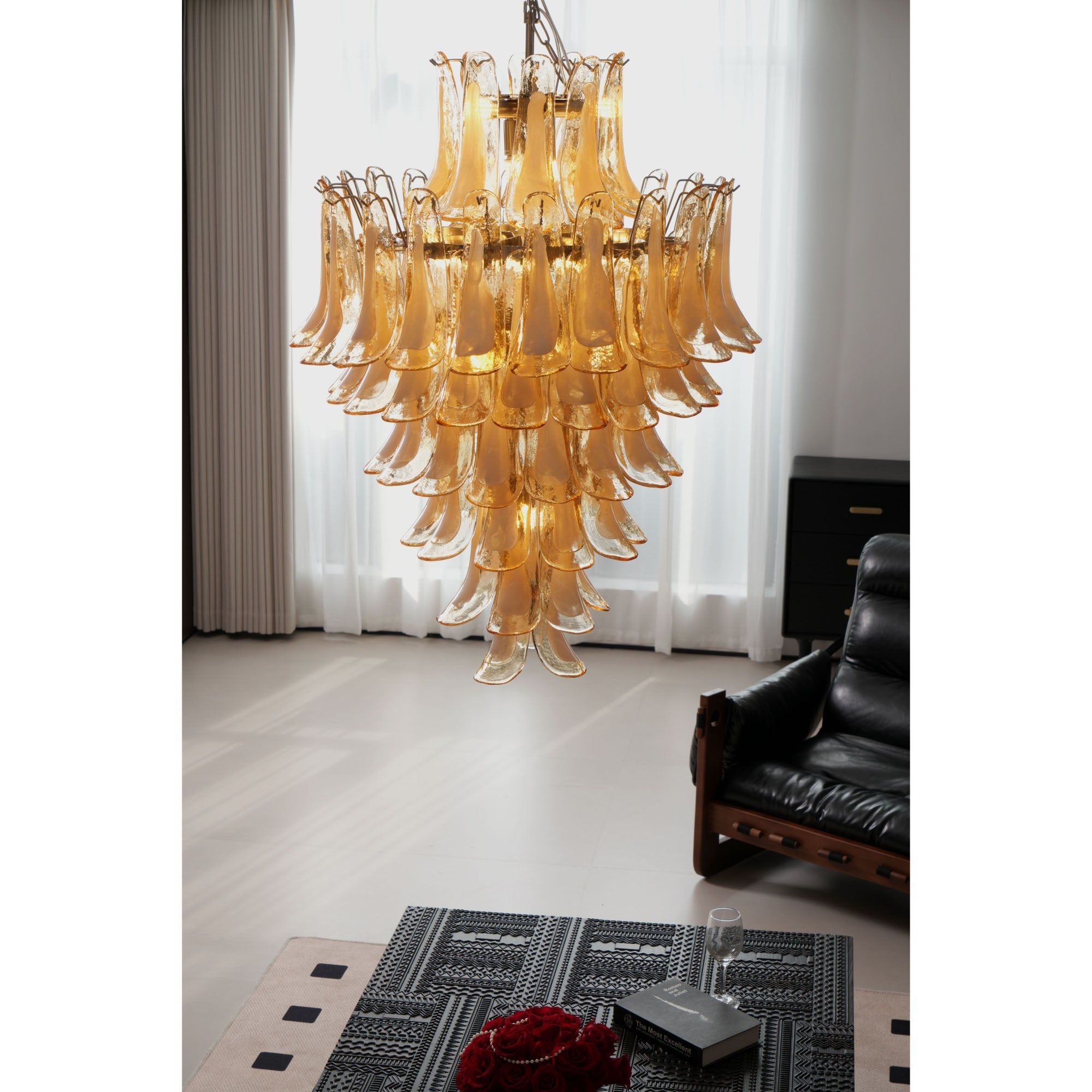 Amber Cloud Glass Petals Chandelier Glass lighting by Bling Lighting Studio