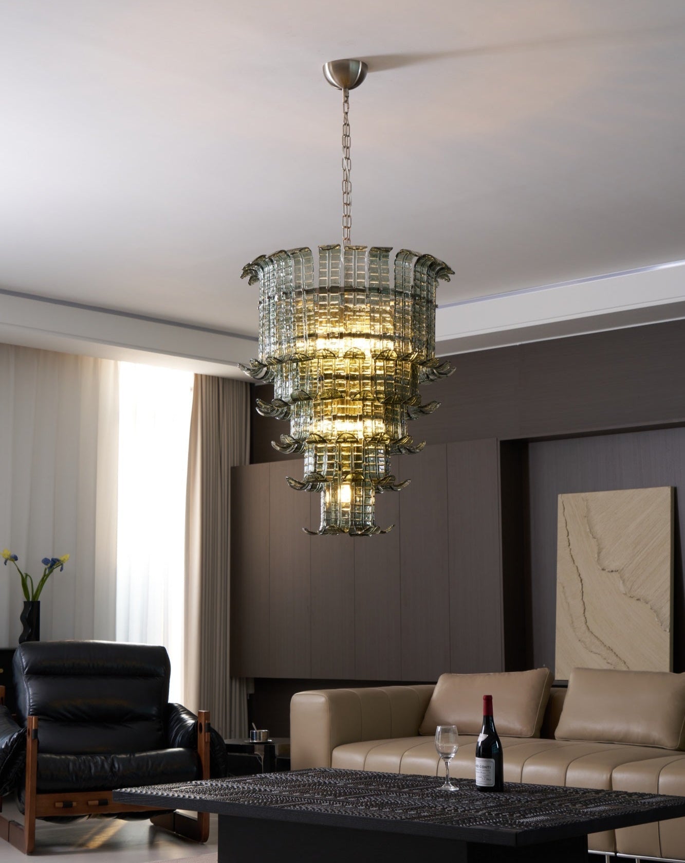 Cascade Glass Green Chandelier Glass lighting by Bling Lighting Studio
