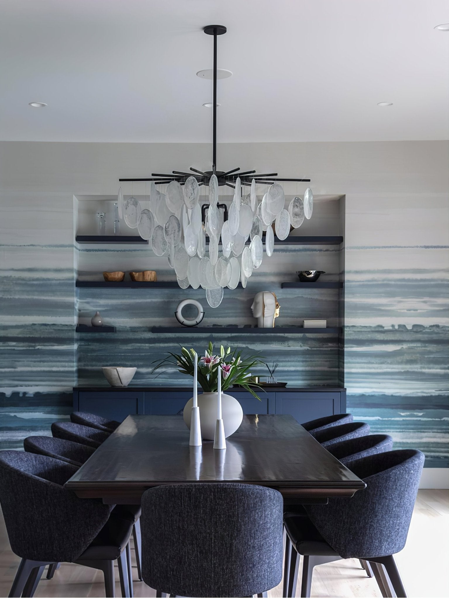 Exquisite Cascading Selenite Disc Chandelier