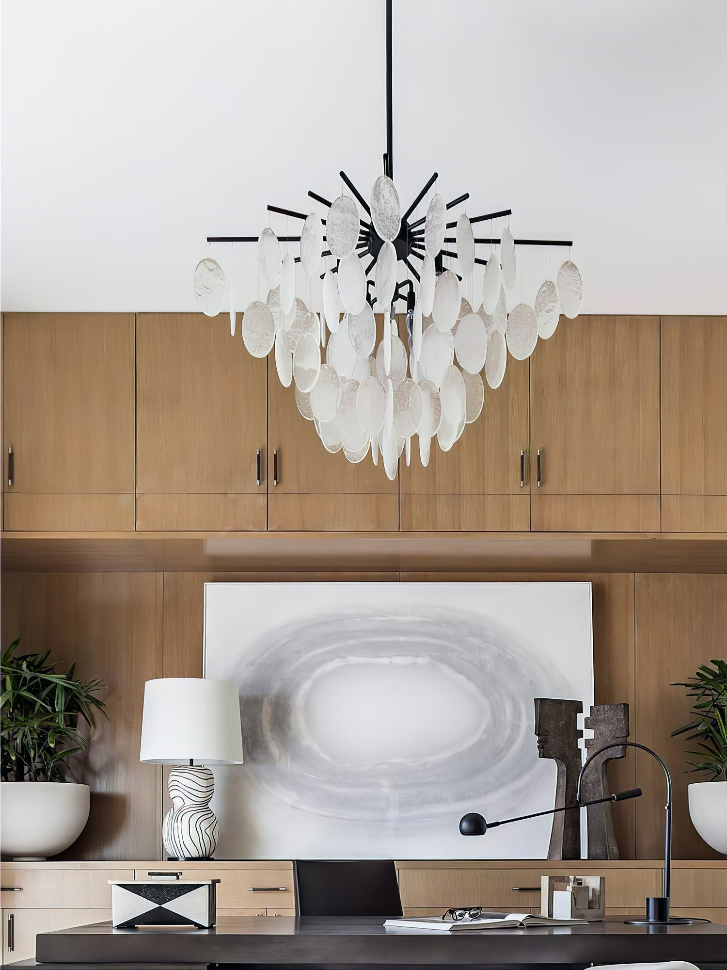 Exquisite Cascading Selenite Disc Chandelier