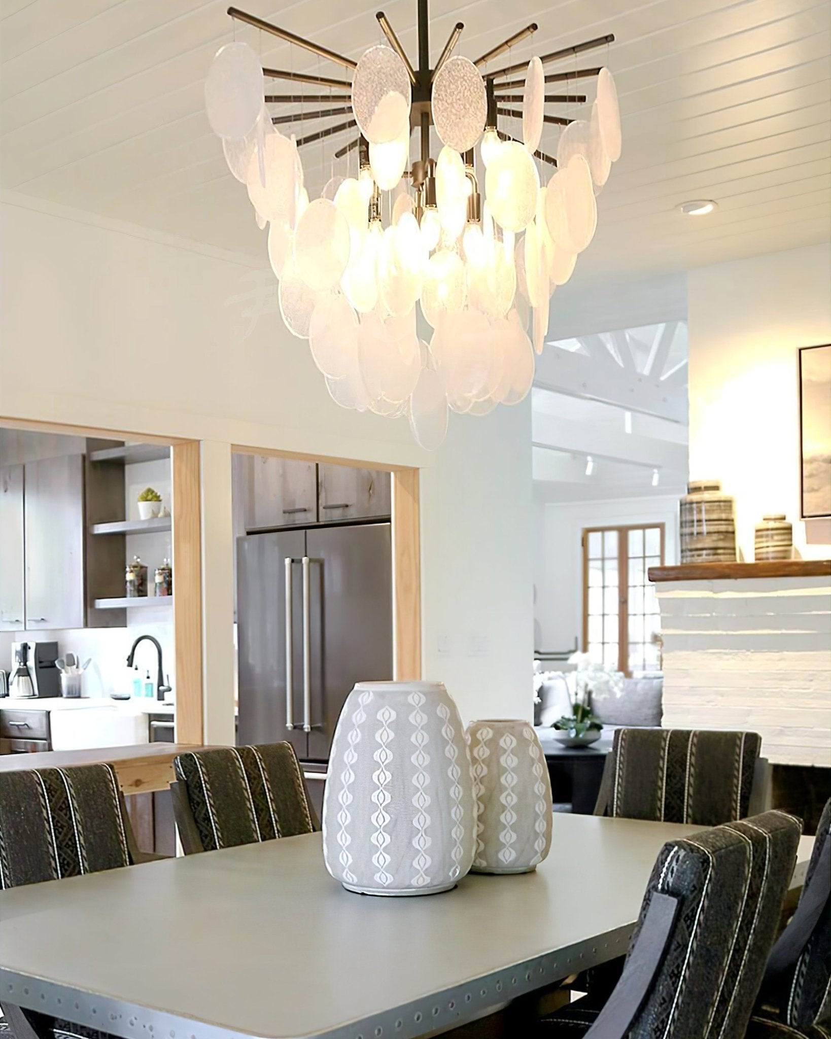 Exquisite Cascading Selenite Disc Chandelier