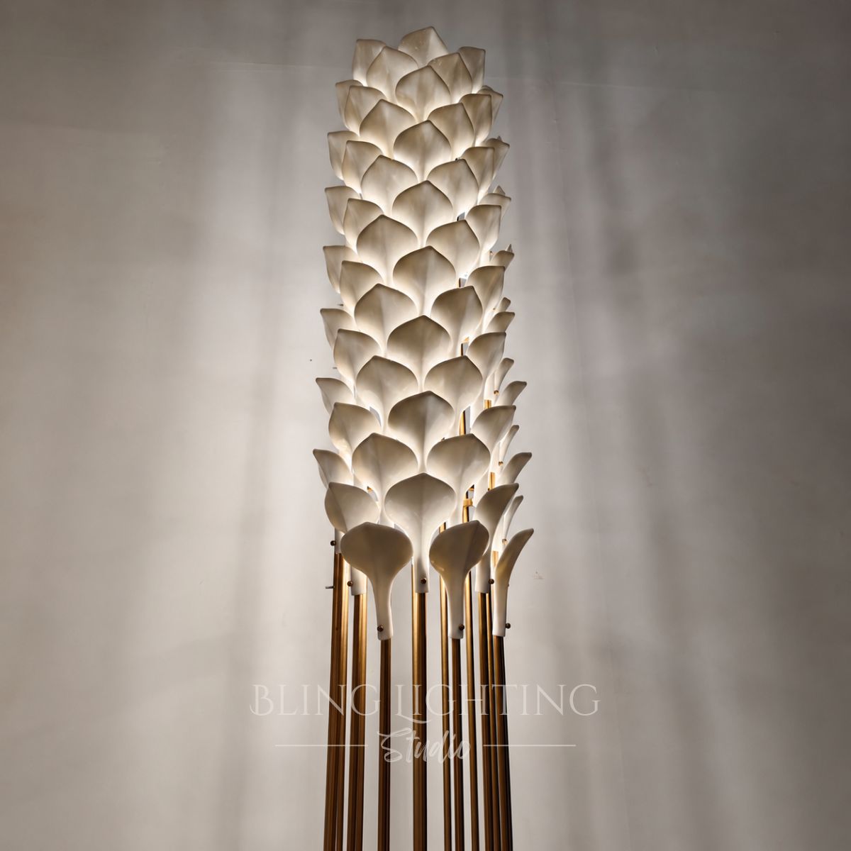 Ceramic Leaf Sculptural Floor Lamp by Bling Lighting Studio