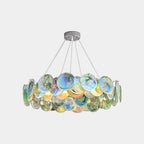 Murano Glass Disc Chandelier, Pink / Green