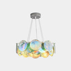 Murano Glass Disc Chandelier, Pink / Green