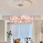 Murano Glass Disc Chandelier, Pink / Green