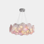 Murano Glass Disc Chandelier, Pink / Green