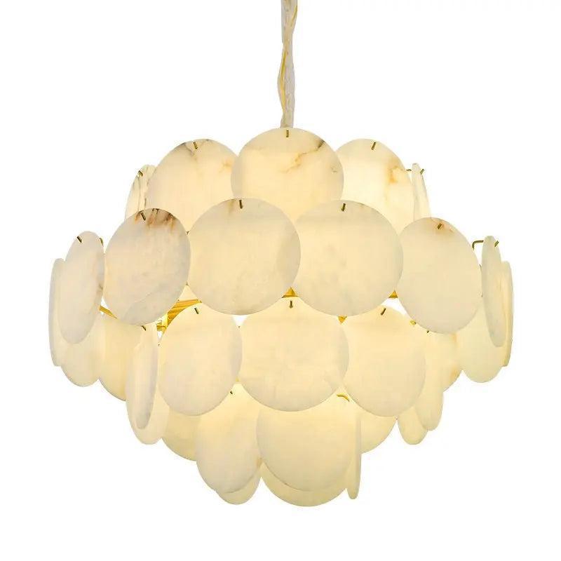 Spain Alabaster Flake Brass Living Room Chandelier by Bling Lighting Studio