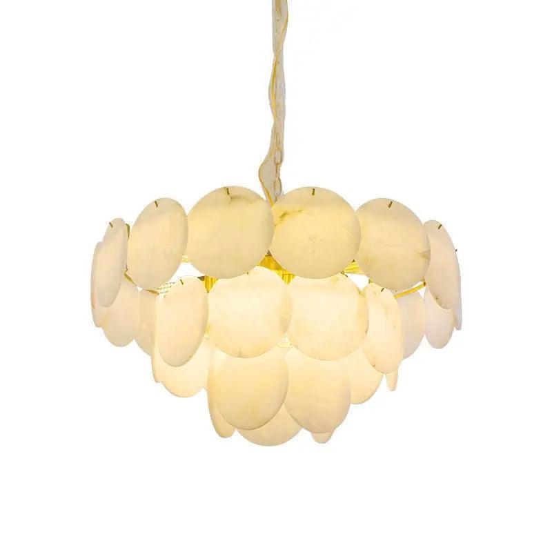 Spain Alabaster Flake Brass Living Room Chandelier by Bling Lighting Studio