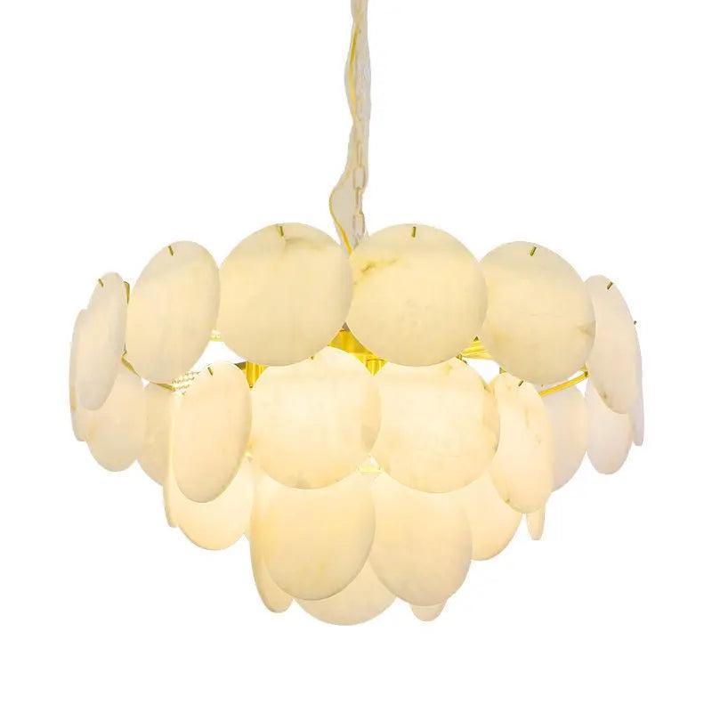 Spain Alabaster Flake Brass Living Room Chandelier by Bling Lighting Studio