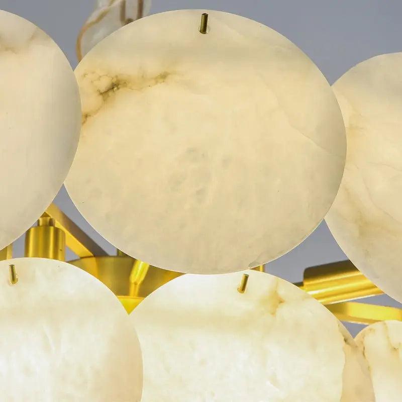Spain Alabaster Flake Brass Living Room Chandelier by Bling Lighting Studio
