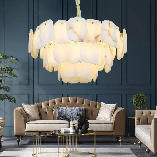 Spain Alabaster Flake Modern Living Room Chandeliers by Bling Lighting Studio