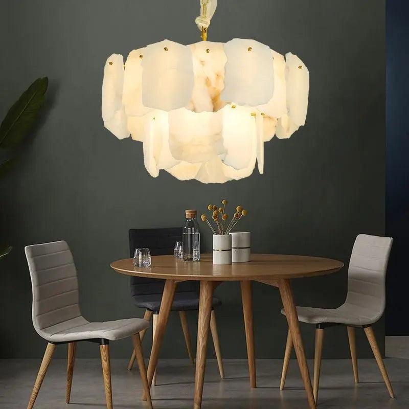 Spain Alabaster Flake Modern Living Room Chandeliers by Bling Lighting Studio