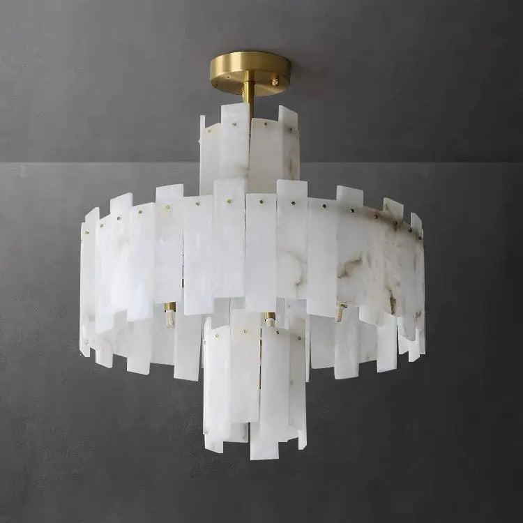 Spain Alabaster Flake Round Modern Chandeliers by Bling Lighting Studio