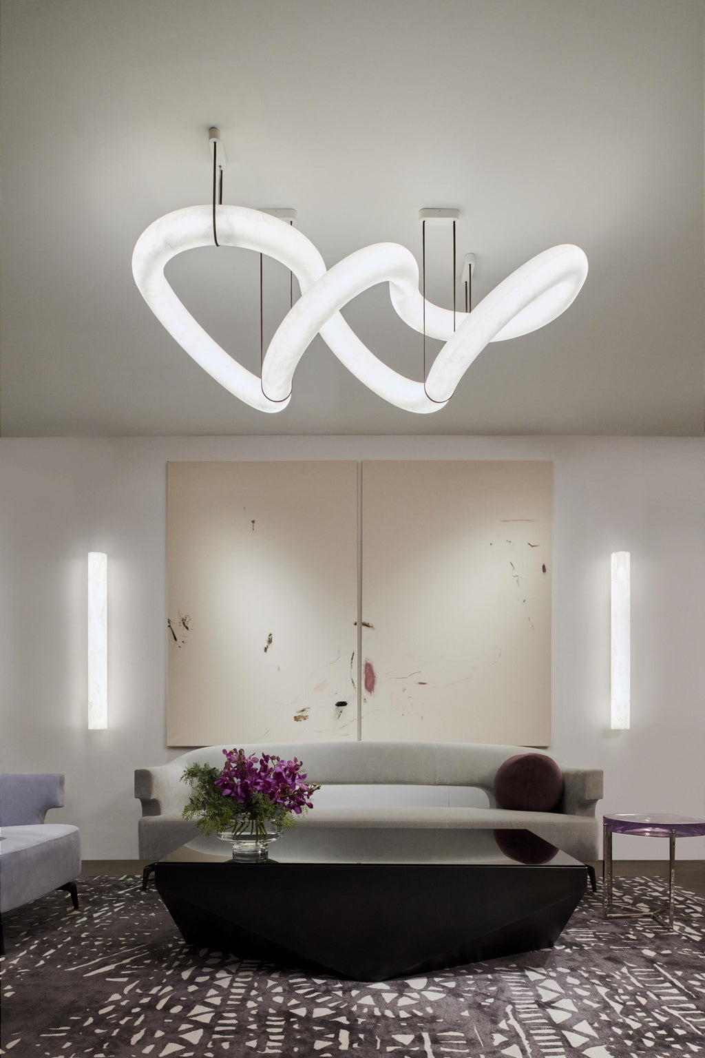 Glacera Designer Inspired Alabaster Chandelier Light For Living Room 35'' 55'' 56'' 70'' 96''W by Bling Lighting Studio