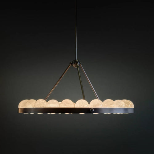 Oliver Modern Alabaster Suter Round Chandelier by Bling Lighting Studio