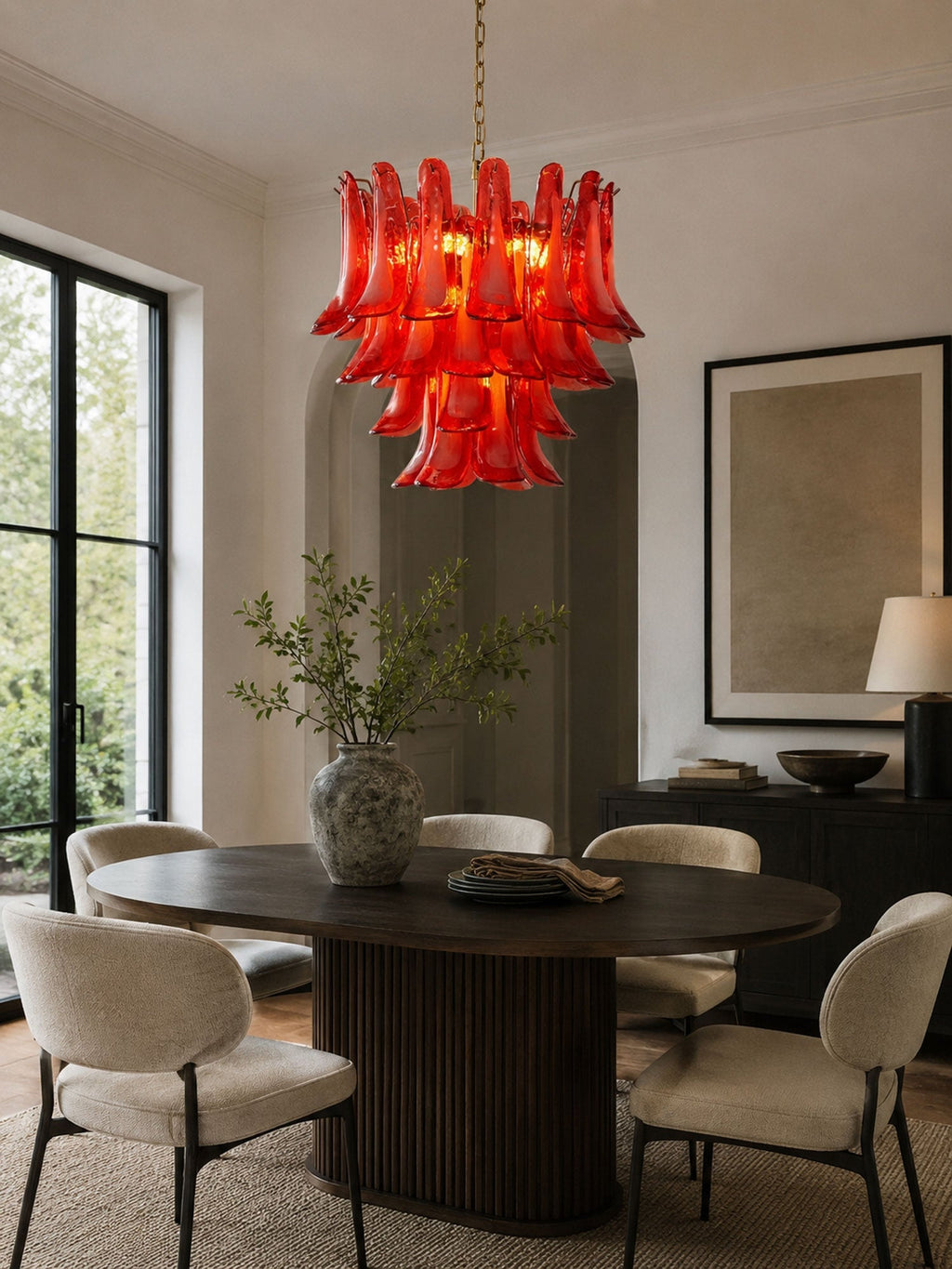 Crimson Glass Petals Chandelier Glass lighting by Bling Lighting Studio