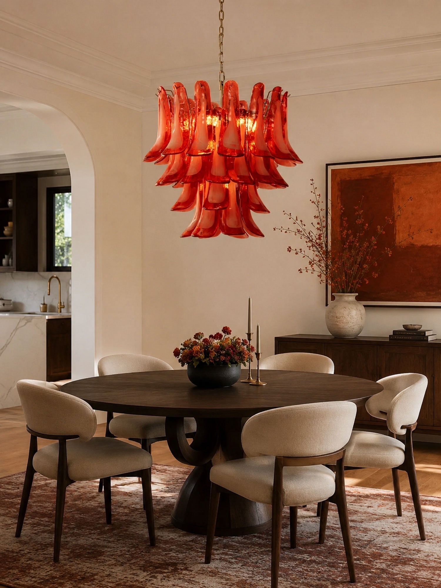 Crimson Glass Petals Chandelier Glass lighting by Bling Lighting Studio