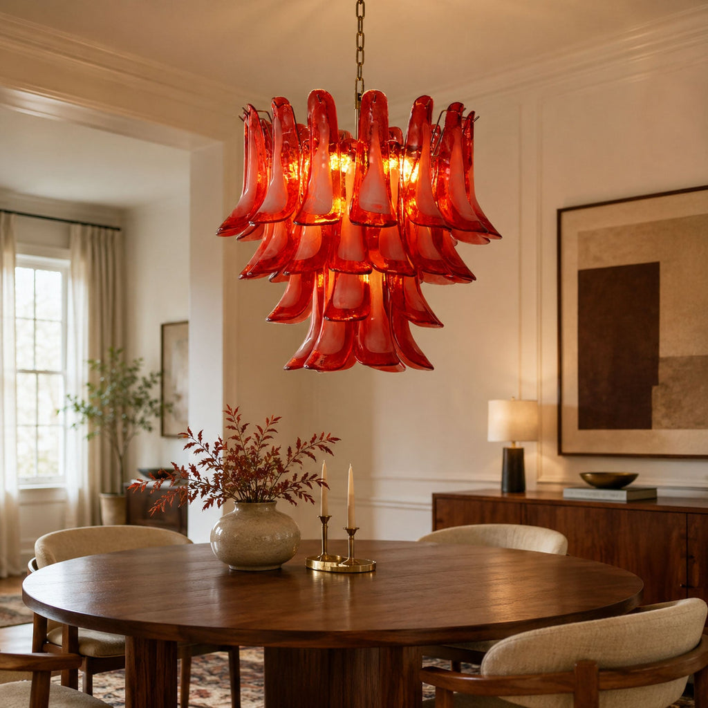 Crimson Glass Petals Chandelier Glass lighting by Bling Lighting Studio