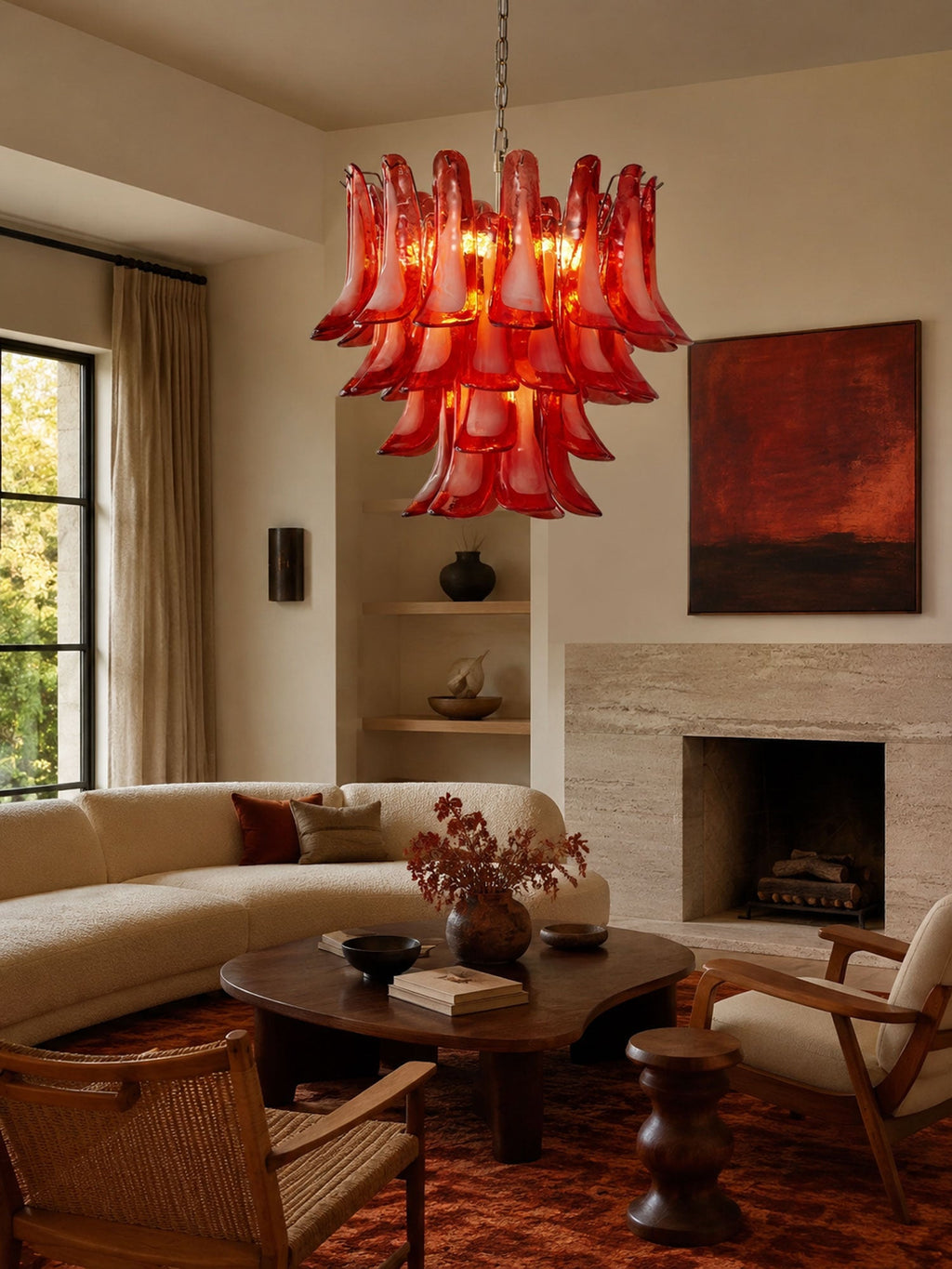 Crimson Glass Petals Chandelier Glass lighting by Bling Lighting Studio