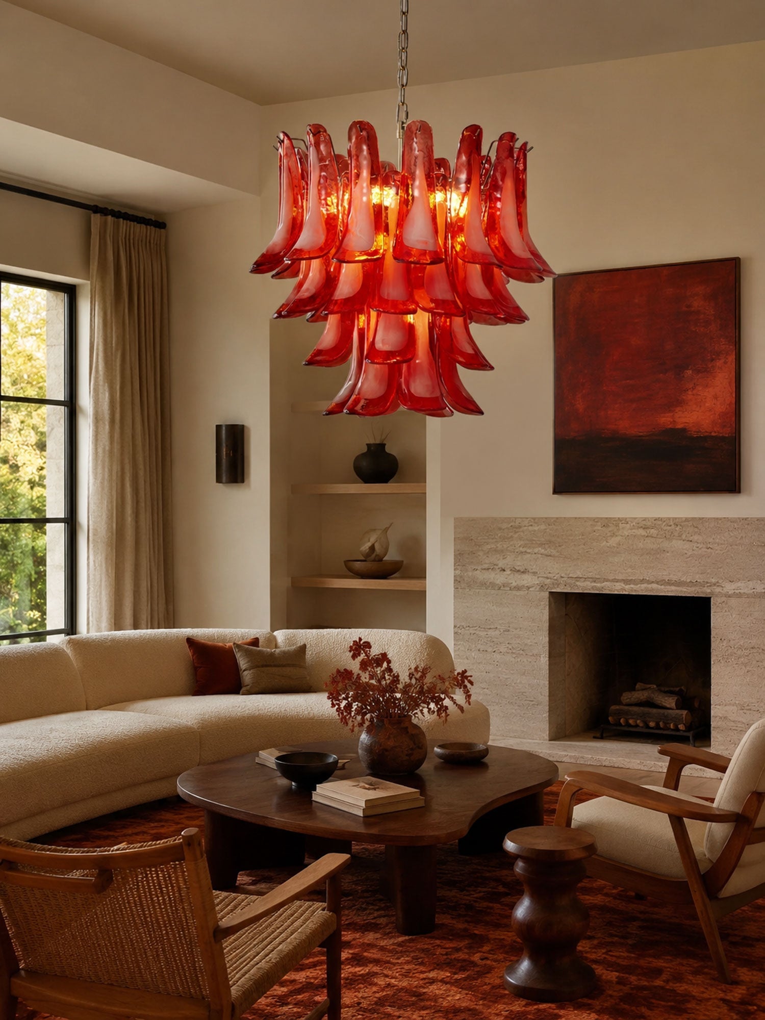 Crimson Glass Petals Chandelier Glass lighting by Bling Lighting Studio