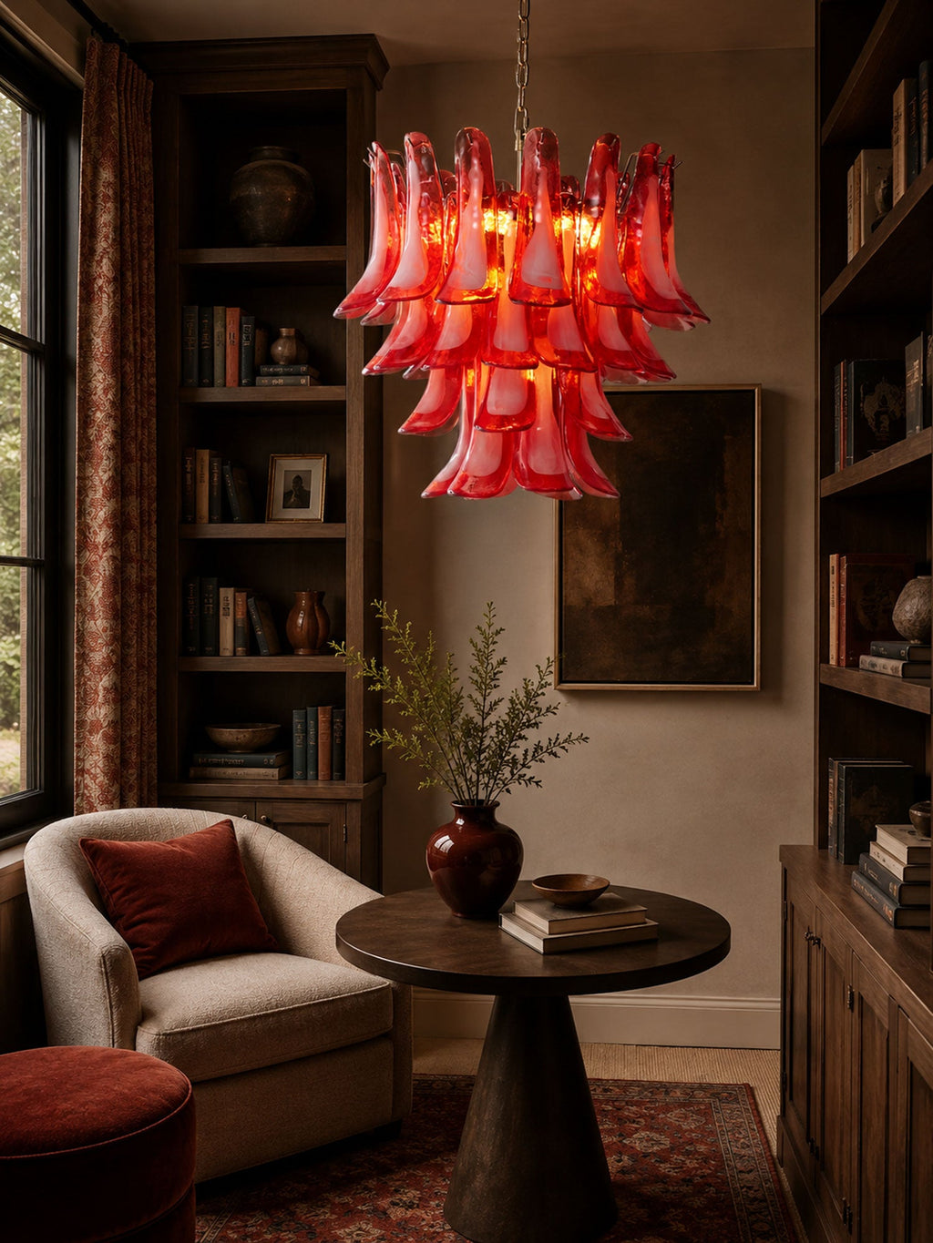 Crimson Glass Petals Chandelier Glass lighting by Bling Lighting Studio