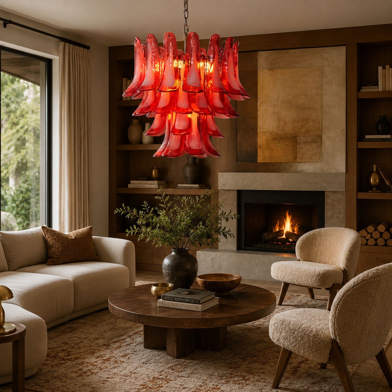 Crimson Glass Petals Chandelier Glass lighting by Bling Lighting Studio