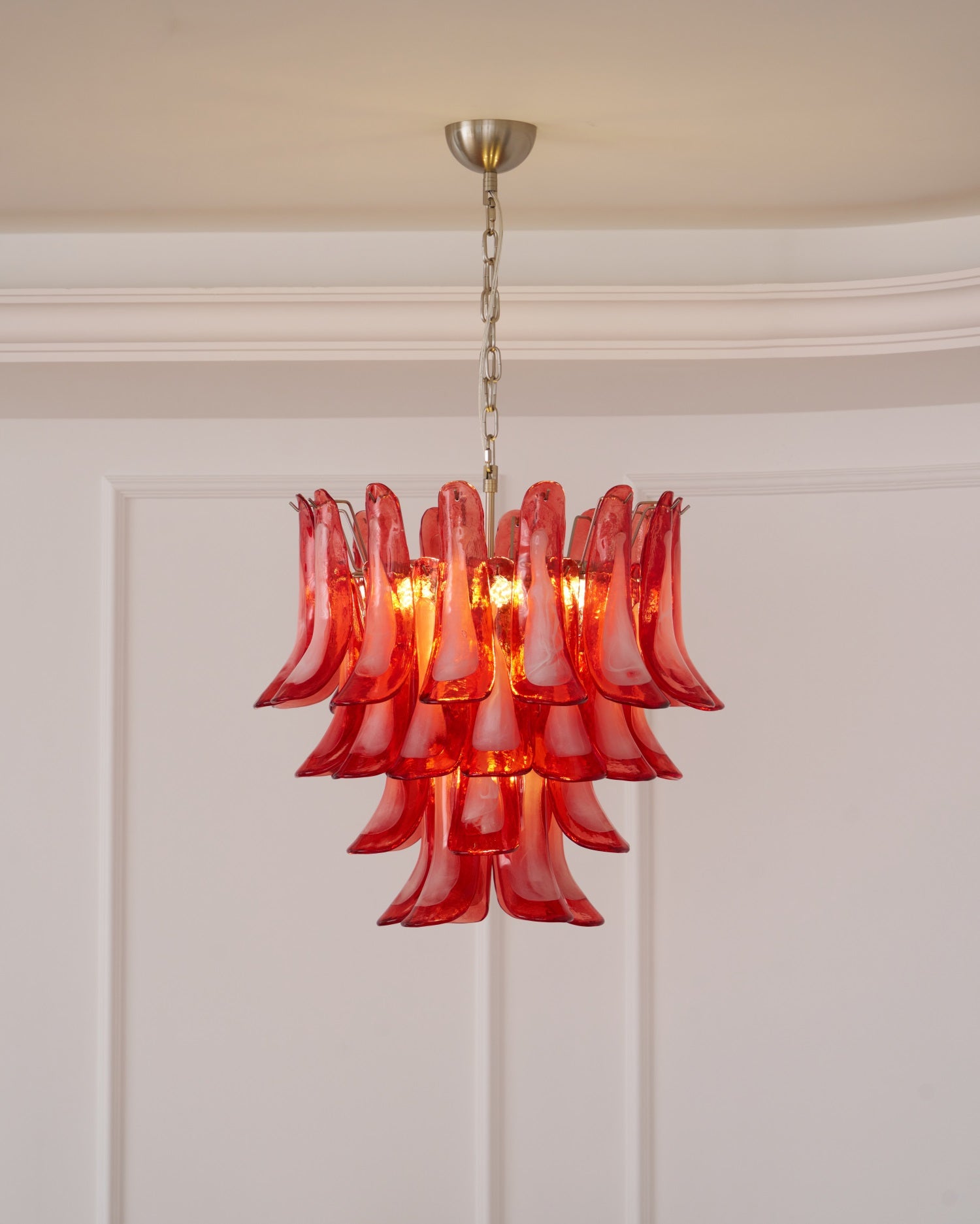 Crimson Glass Petals Chandelier Glass lighting by Bling Lighting Studio