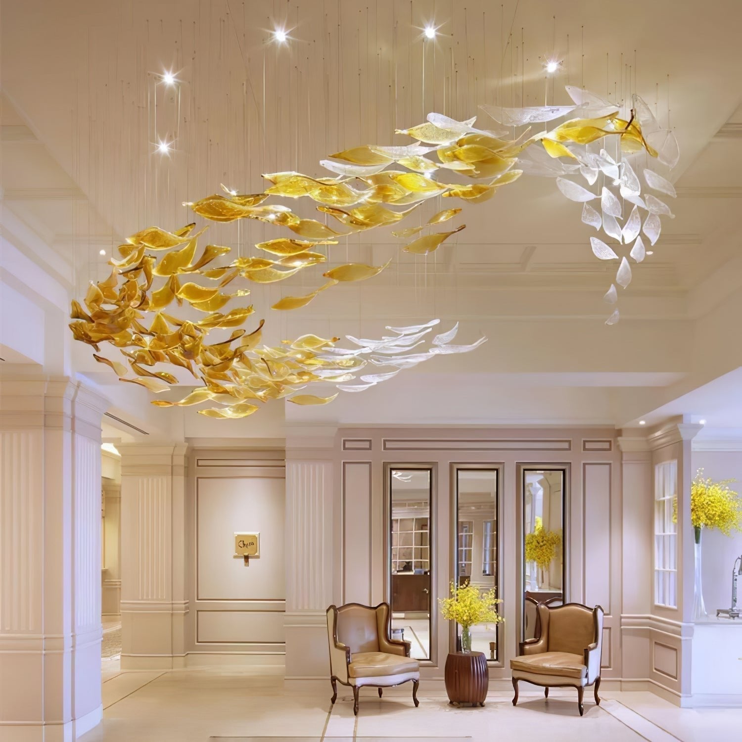 Metallic Artistic Foliage Ceiling Chandelier detail view