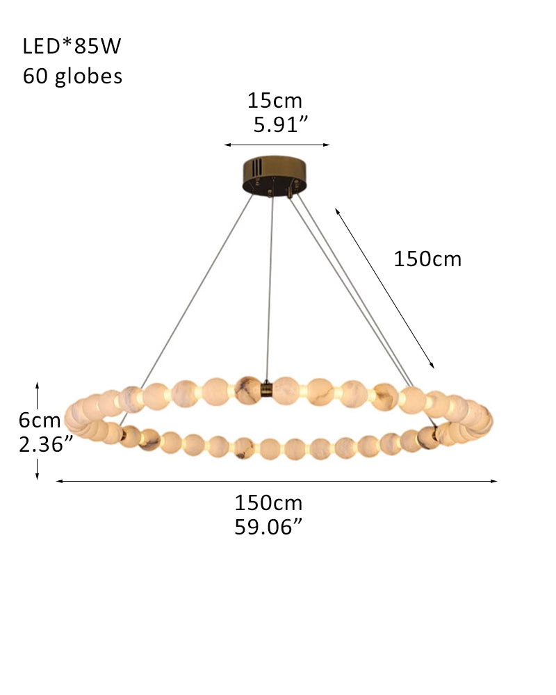 Modern Pearl Alabaster Necklace Circle Triple Chandelier with Dia 60+80+100cm by Bling Lighting Studio