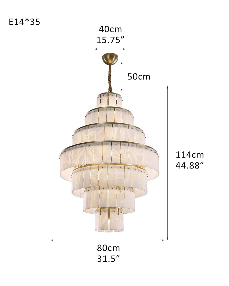 Stairwell Luxury Modern LED High Ceiling Large Alabaster Chandelier by Bling Lighting Studio