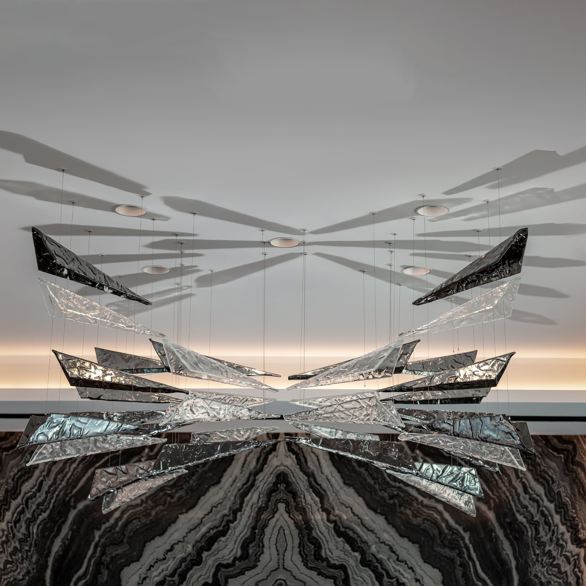 Airy Angled Glass Contemporary Chandelier