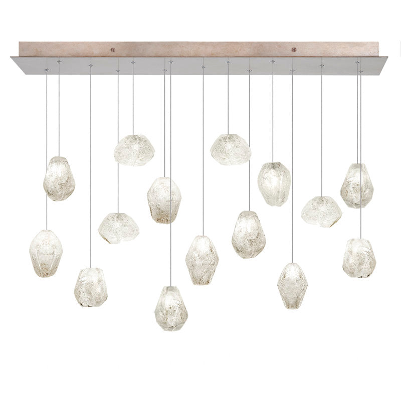 Vitrina Natural Quartz Stone Drop Linear Chandelier by Bling Lighting Studio