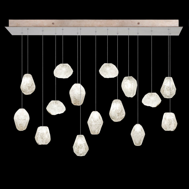 Vitrina Natural Quartz Stone Drop Linear Chandelier by Bling Lighting Studio