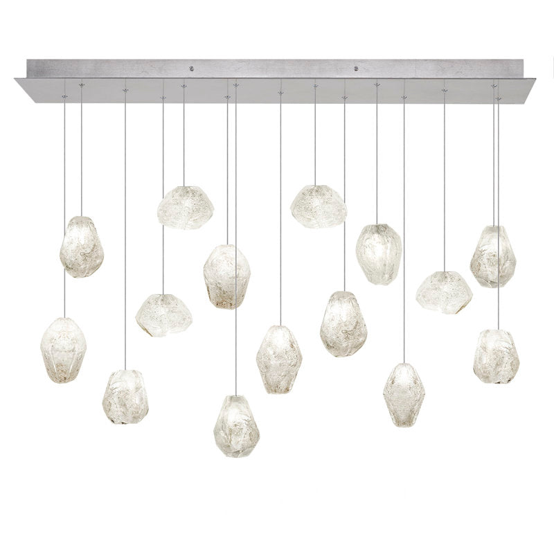 Vitrina Natural Quartz Stone Drop Linear Chandelier by Bling Lighting Studio