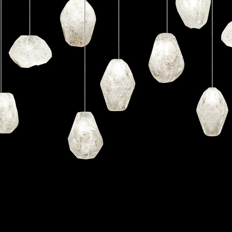 Vitrina Natural Quartz Stone Drop Linear Chandelier by Bling Lighting Studio
