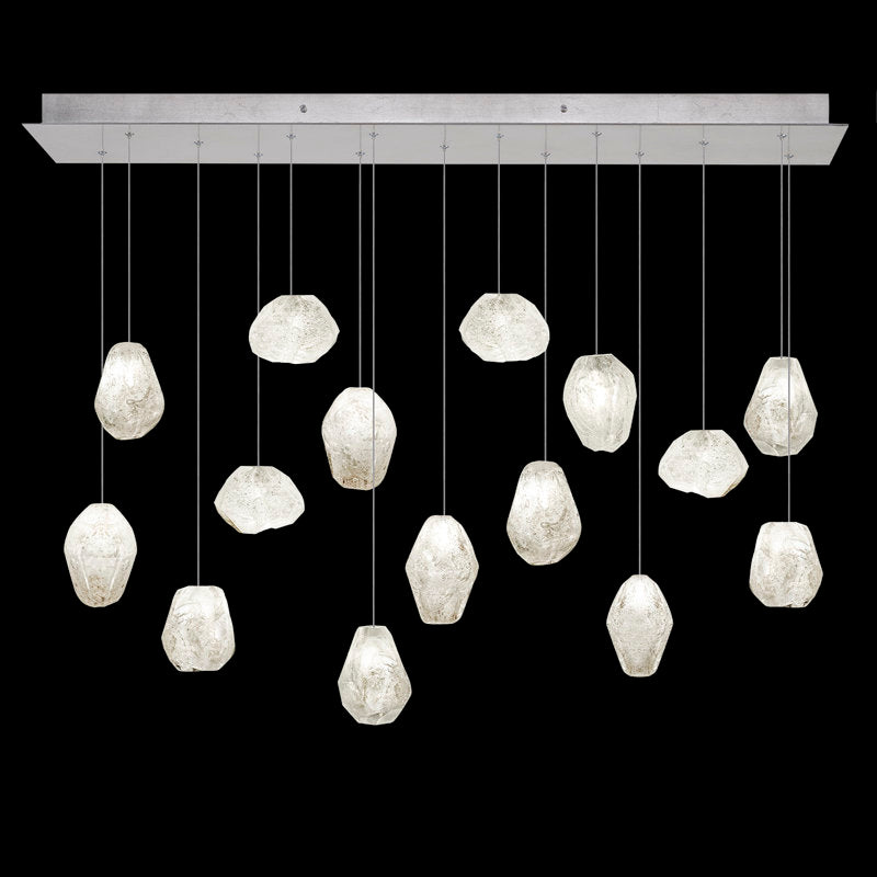 Vitrina Natural Quartz Stone Drop Linear Chandelier by Bling Lighting Studio