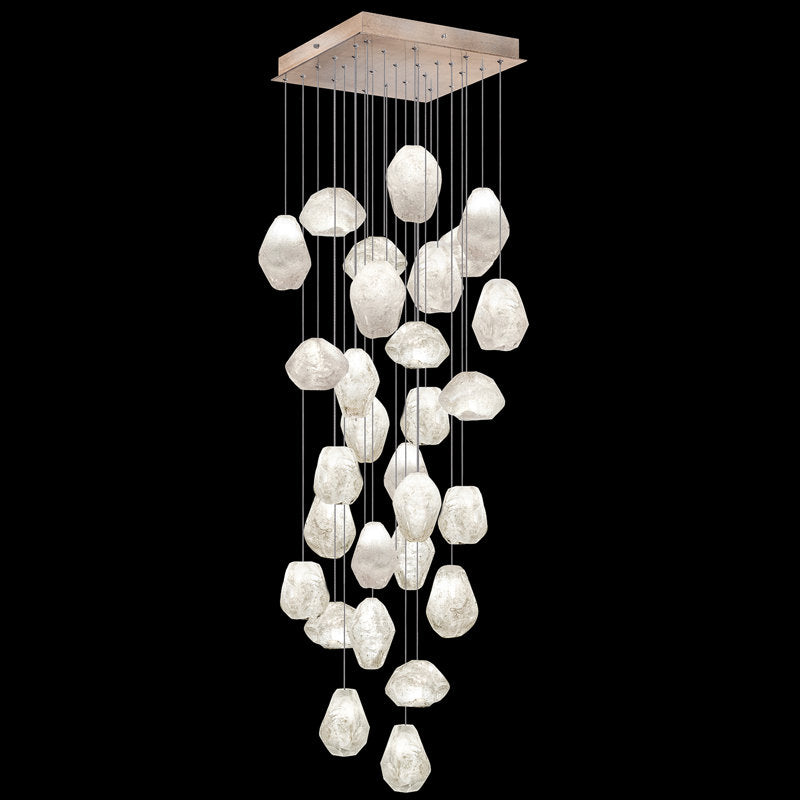 Vitrina Natural Quartz Stone Drop 30-Light Chandelier by Bling Lighting Studio