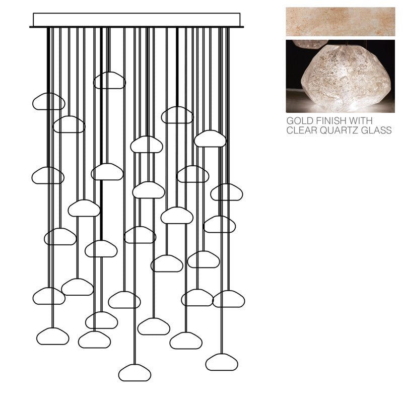 Vitrina Natural Quartz Stone Drop 30-Light Chandelier by Bling Lighting Studio