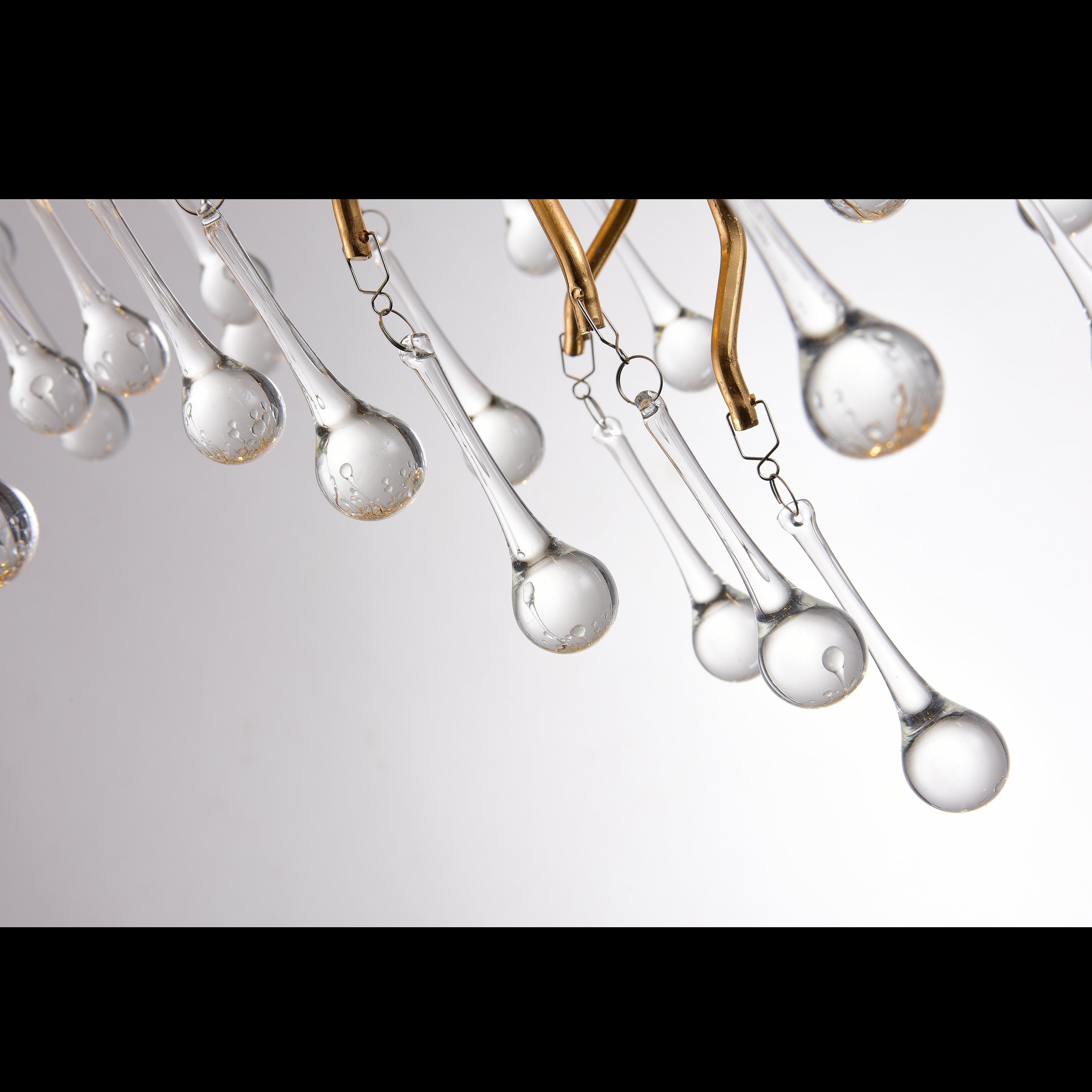 Le Saint Branch Brass Linear Teardrop Chandelier by Bling Lighting Studio