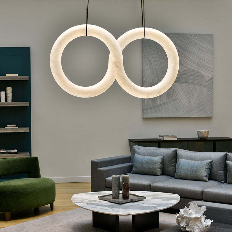 Glacera Designer Inspired Alabaster Chandelier Light For Living Room 35'' 55'' 56'' 70'' 96''W by Bling Lighting Studio