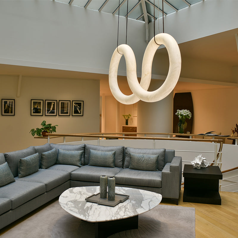Glacera Designer Inspired Alabaster Chandelier Light For Living Room 35'' 55'' 56'' 70'' 96''W by Bling Lighting Studio
