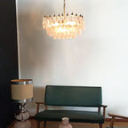 Poliedri Murano Pink Chandelier detail view