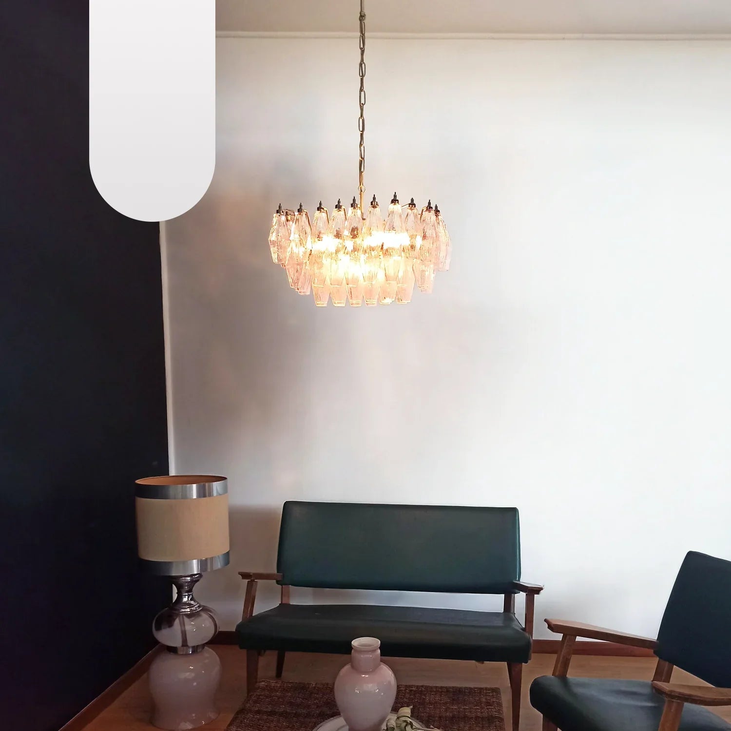 Poliedri Murano Pink Chandelier product image