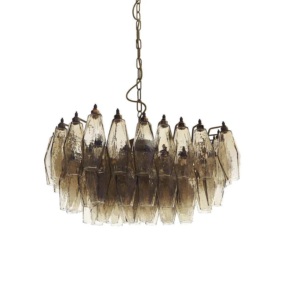 Poliedri Murano Smoked Chandelier by Bling Lighting Studio