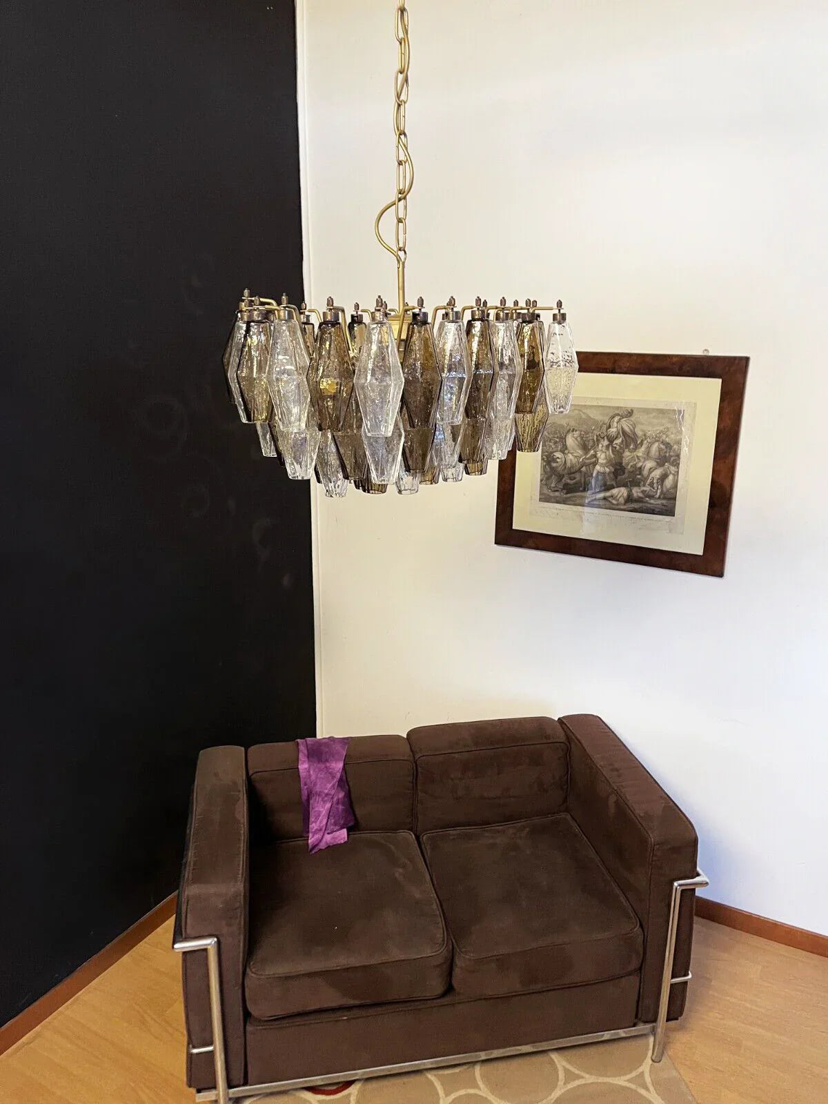 Poliedri Murano Transparent Smoked Chandelier product image