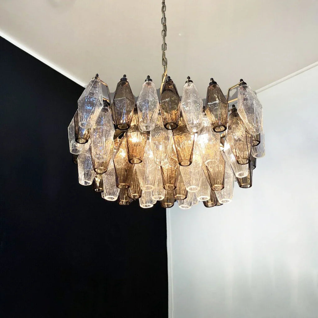 Poliedri Murano Transparent Smoked Chandelier product image